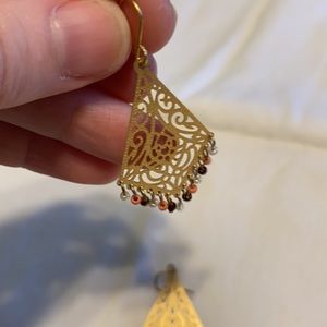 Matte gold finish filigree bead detail earrings